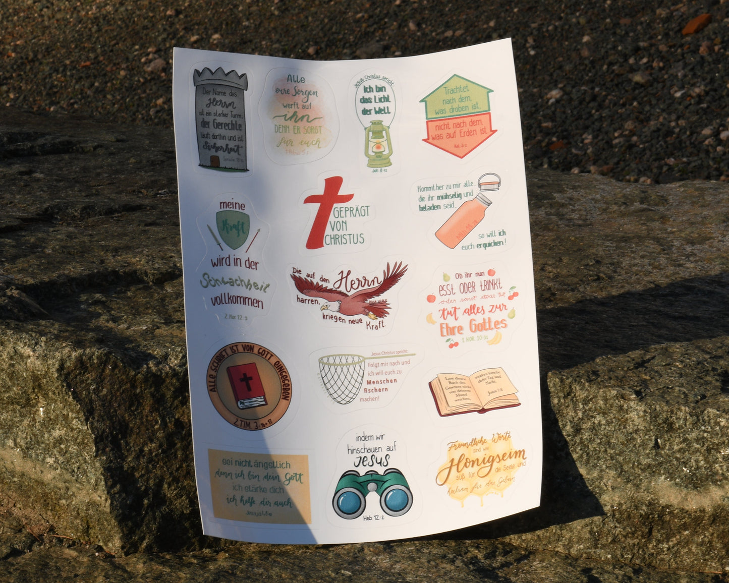 Bibelvers Stickerbogen (DinA4)